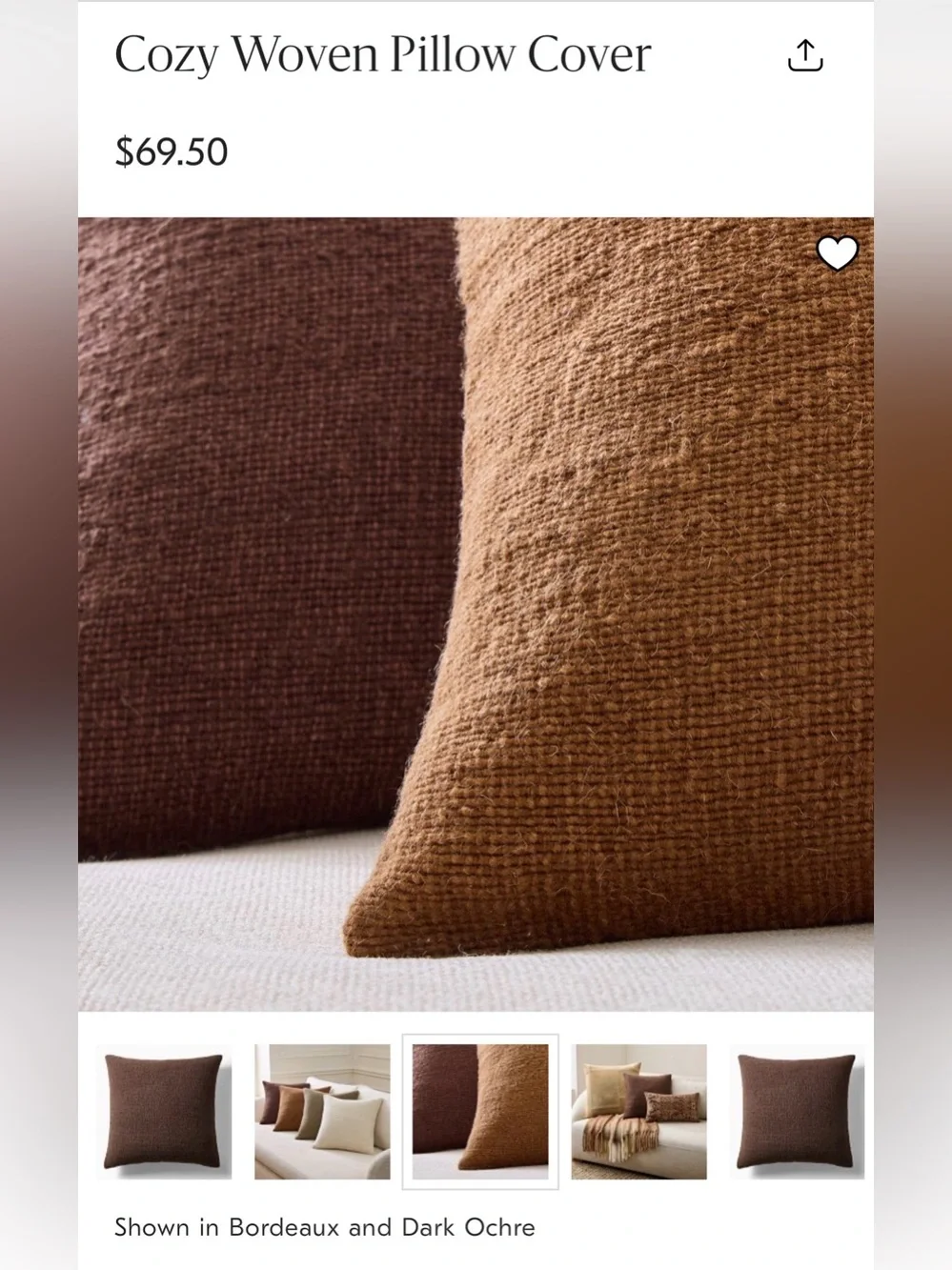 Cozy Woven Pillow Cover - Dark Ochre